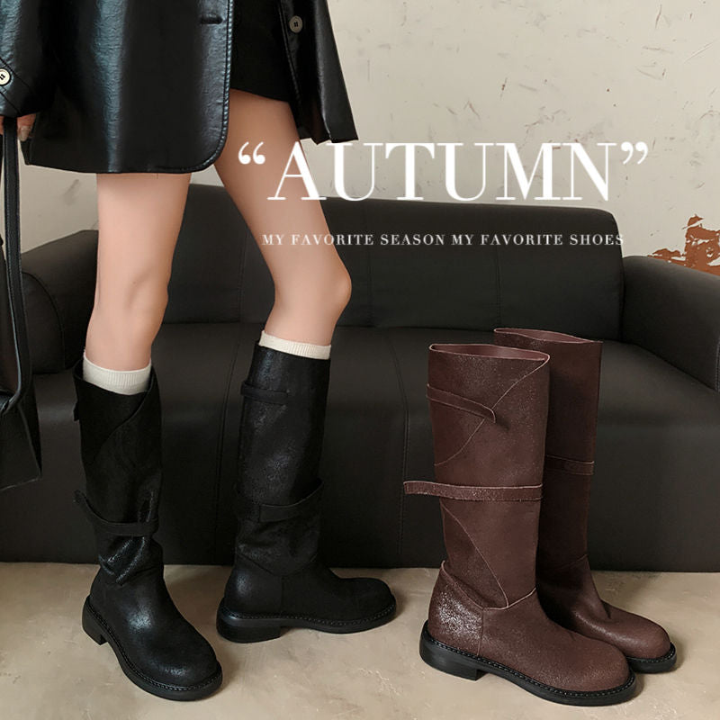 Karin Luna In Stock Spot Goods   Heavy-duty Edition Highly Consuming Material Round Toe Long Boots
