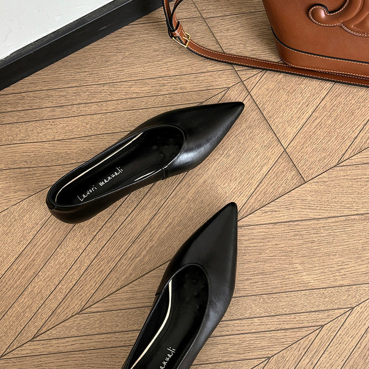 Karin Luna In Stock Spot Goods Classic three-color pointed toe metal heel shoes