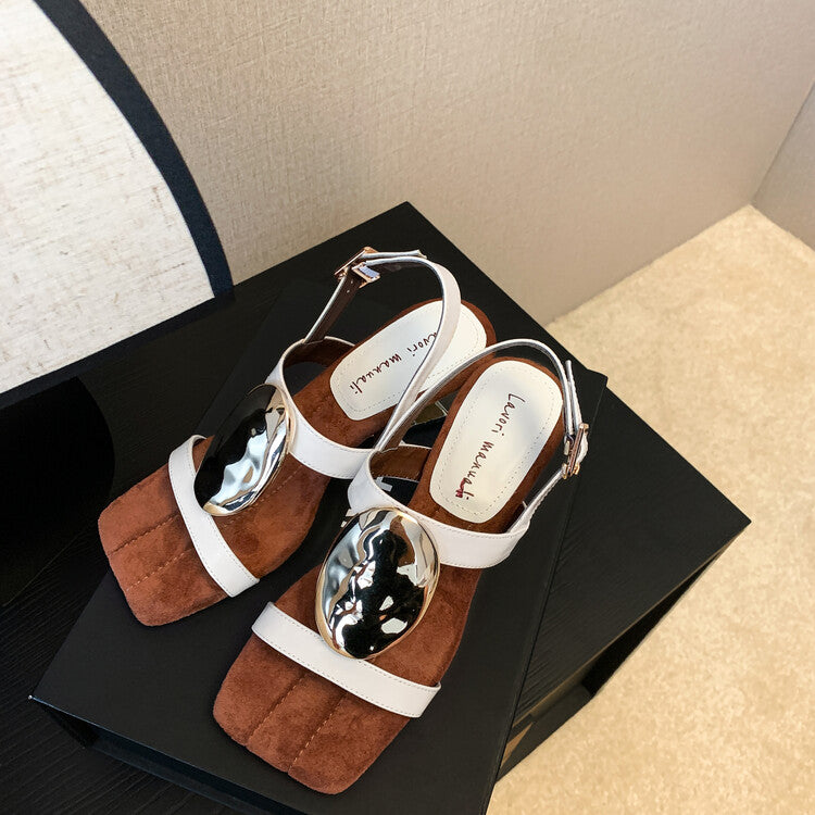Karin Luna Hot-Selling Fasteners  Irregular Heel Open-Toe Sandals