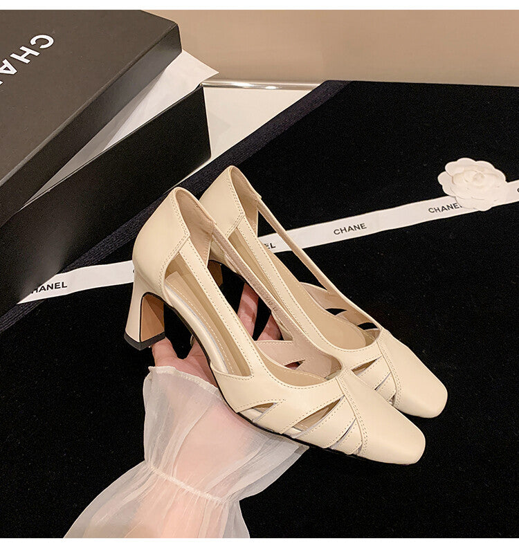 Karin Luna Hot-Selling Retro Big Item Big Goods Available for sale all seasons French-style Hollow Out Single Shoes Full leather inside and out