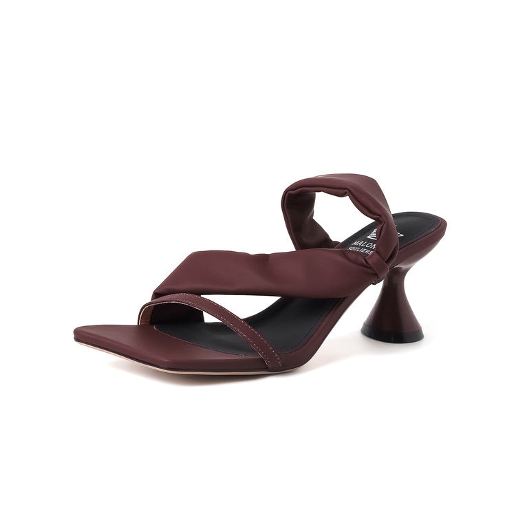 Karin Luna Best-selling in stock Minimalist Style  All-Matching Irregular Ultra-Soft Strap Square Toe High Heels