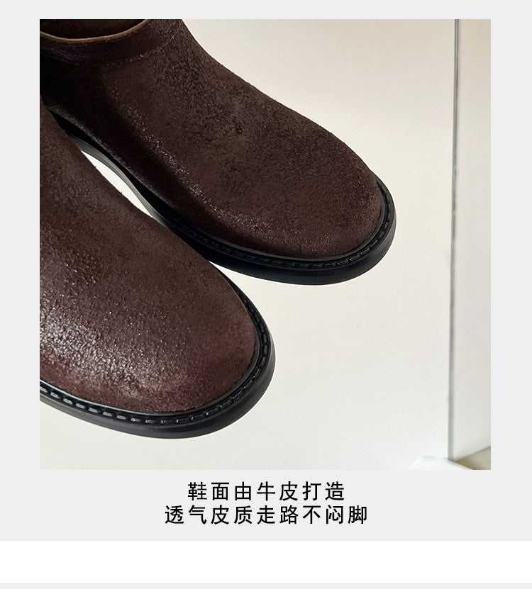 Karin Luna In Stock Spot Goods  Super textured Lazy Style Thick-Soled Ankle Boots