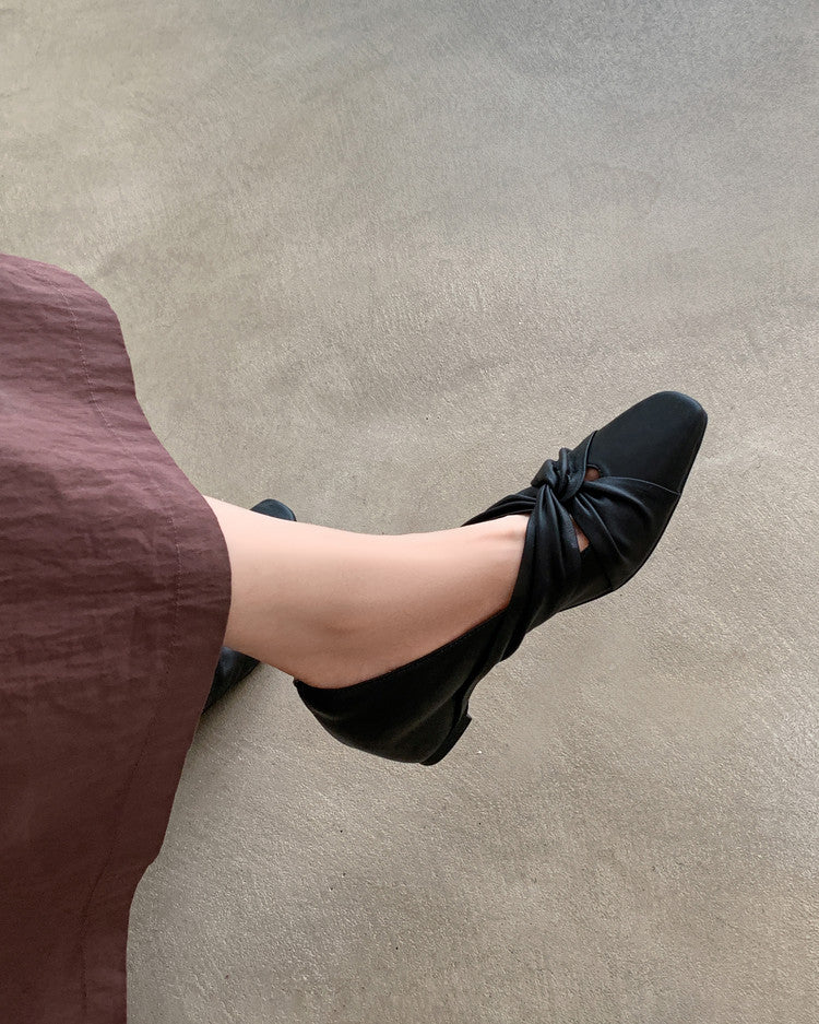 Karin Luna Cross Design Square Toe Hidden Wedge Shoes