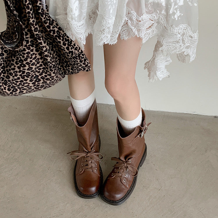 Karin Luna Bestseller Large Tube Thick Sole Martin Boots with Belt Buckle