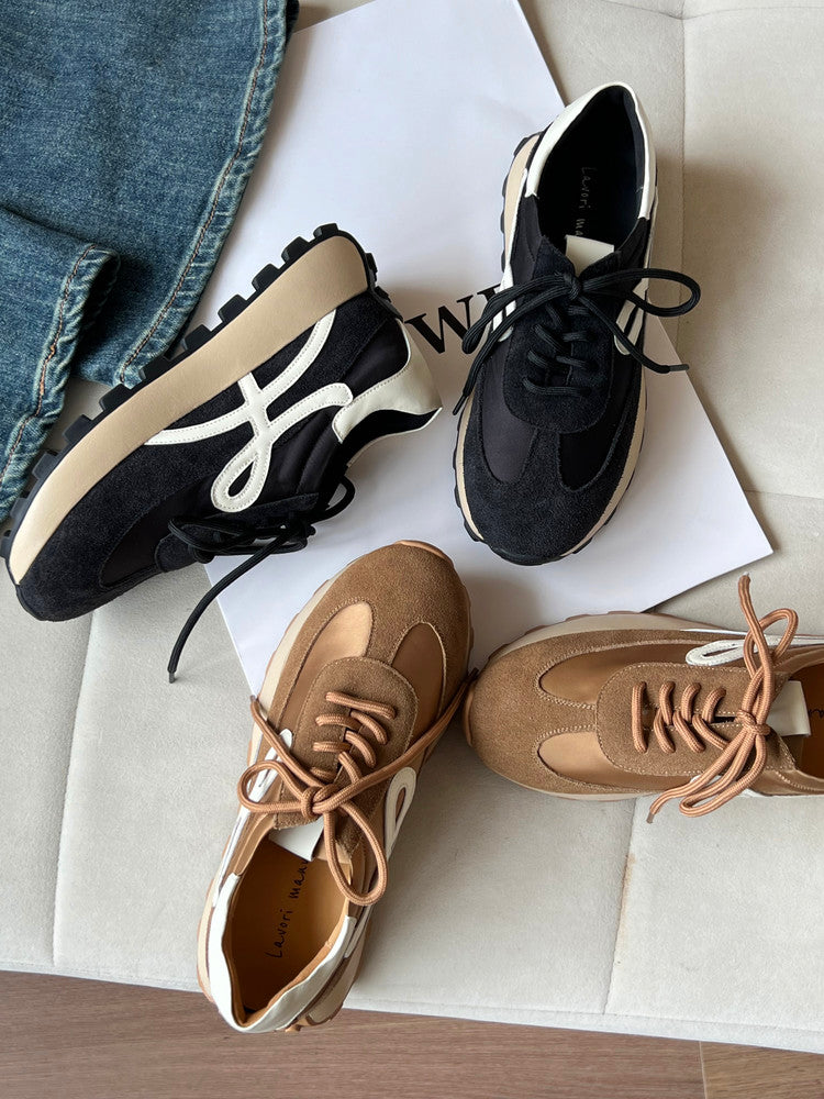 Karin Luna Casual Shoes Series~  In Stock Hot-Selling Versatile Lace-Up Thick-Soled Deep Mouth Single Shoes