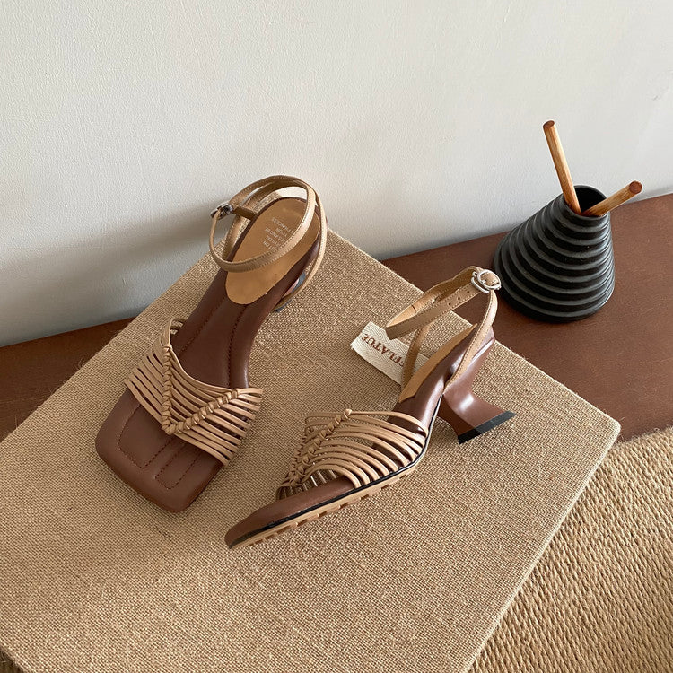 Karin Luna Data Hot Item  Comes with data plan included Hand-woven Square Toe Sofa Insoles Irregular Heel Sandals