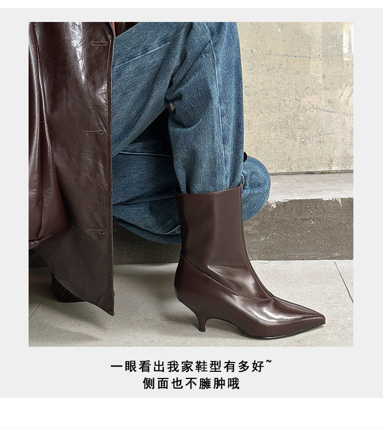 Karin Luna In Stock  Spot Goods Elegant kitten heel pointed toe trendy ankle boots