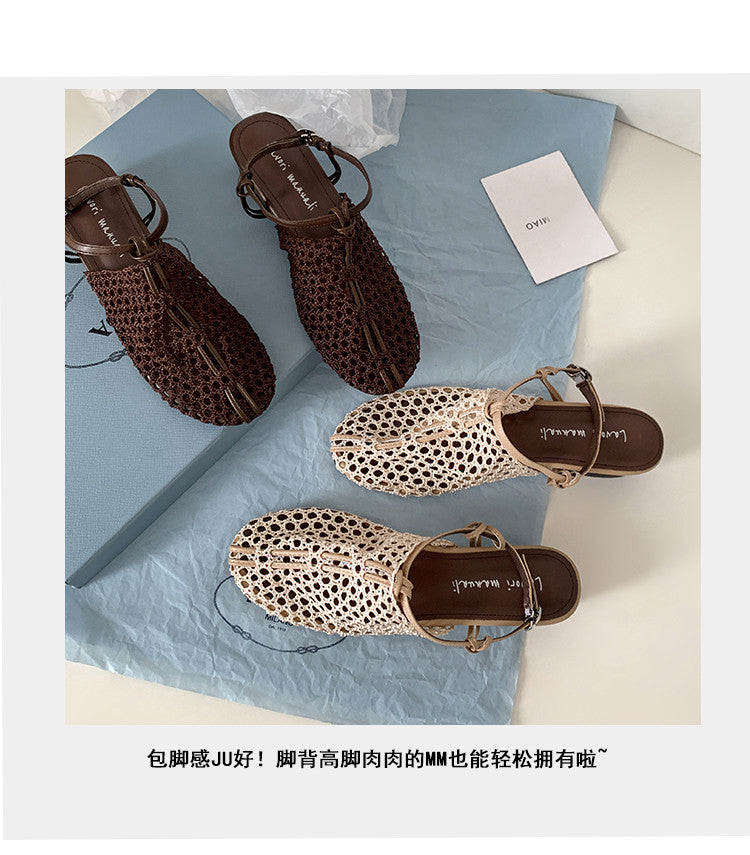 Karin Luna In Stock Spot Goods  Resort Style Series~Casual woven closed-toe flat sandals