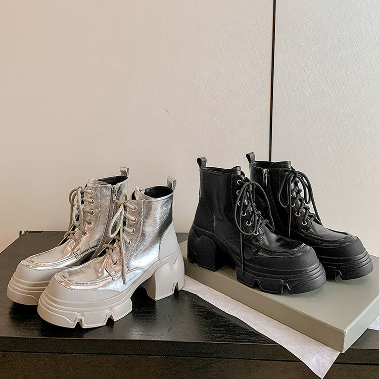 Karin Luna Casual Thick Sole Lace-up Short Boots