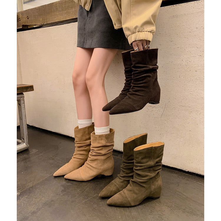 Karin Luna Data Hot Item Pointed Toe Slouchy Matte Western Ankle Boots