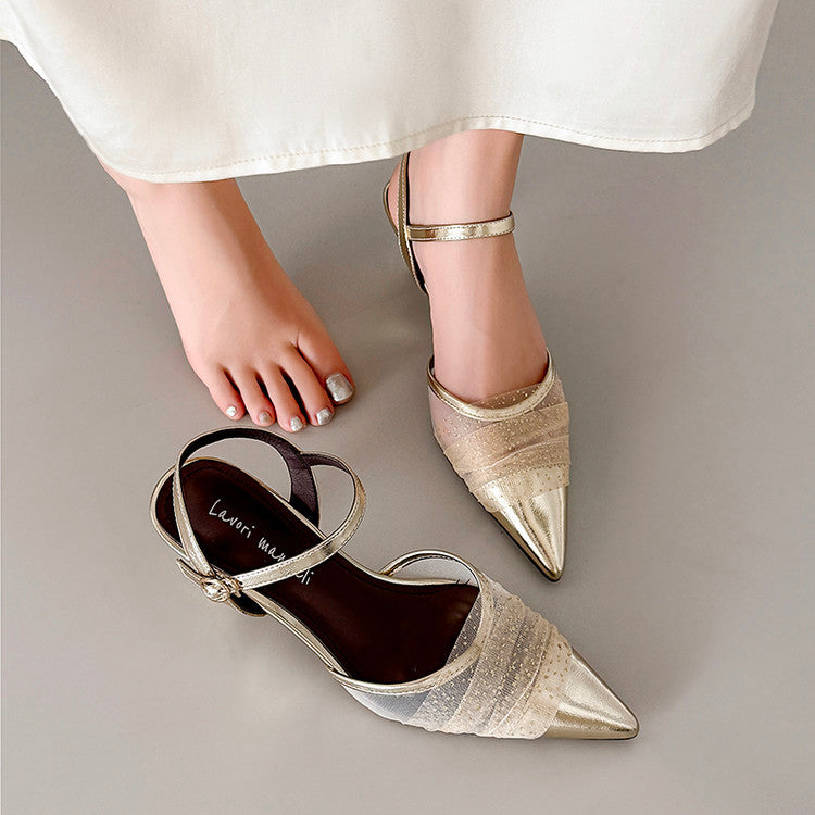 Karin Luna In Stock Spot Goods  Elegant Mesh Pointed Toe Sandals