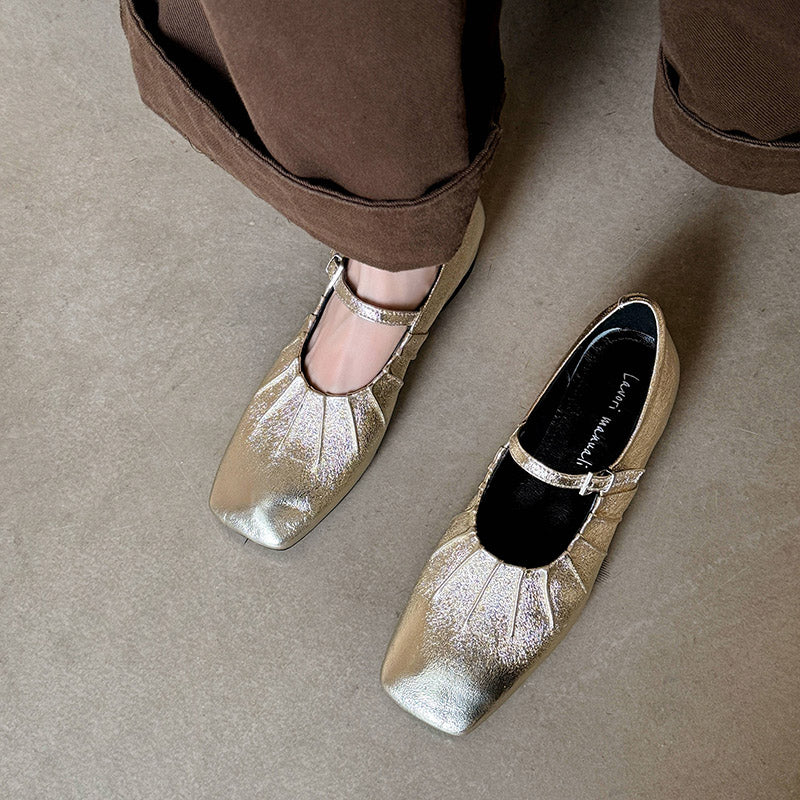 Karin Luna In Stock Spot Goods  Vintage Wrinkled One-Strap Granny Flats