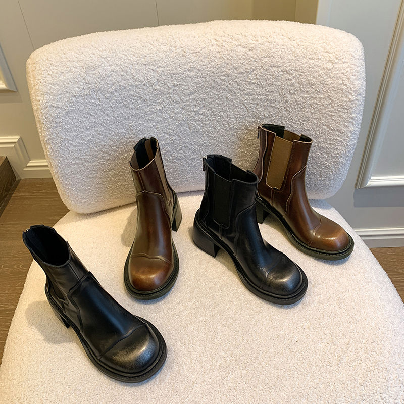 Karin Luna In Stock Spot Goods  Round Toe Stretch Round Toe Chelsea Short Boots