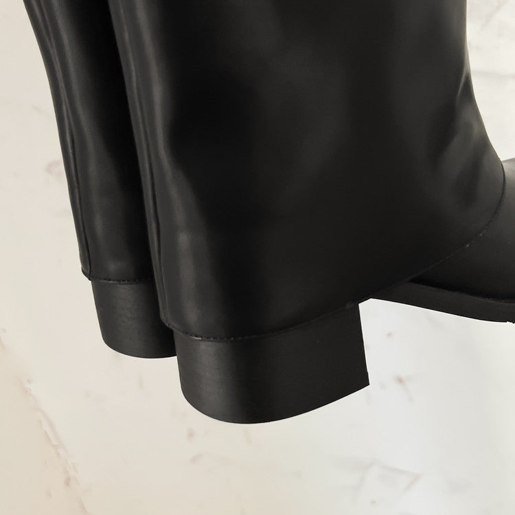 Karin Luna In Stock Spot Goods Belt Buckle Color-Washed Casual Thick-Soled Bootcut Pants Boots