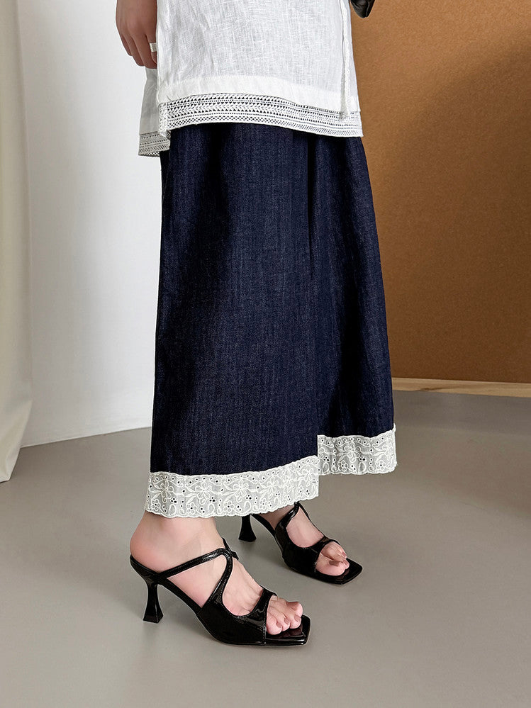 Karin Luna French Retro Square Toe Wrap Strap Open-Toe Slippers