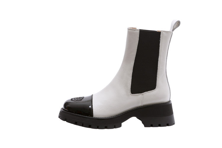 Karin Luna In Stock Spot Goods  Classic Embroidered Camellia Round Toe Thick Sole Chelsea Boots