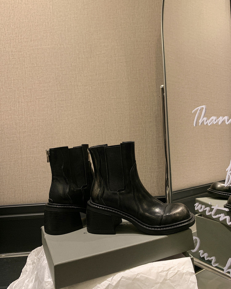 Karin Luna In Stock Spot Goods  Round Toe Stretch Round Toe Chelsea Short Boots