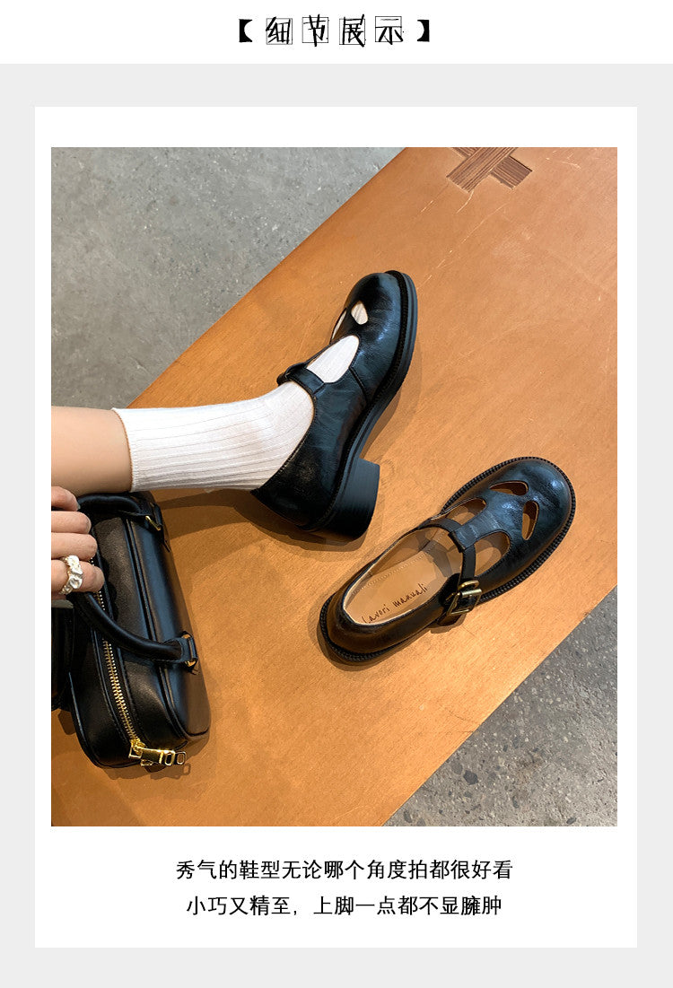 Karin Luna In Stock Spot Goods Minimalist Retro British Style Irregular Hollow Single Shoes