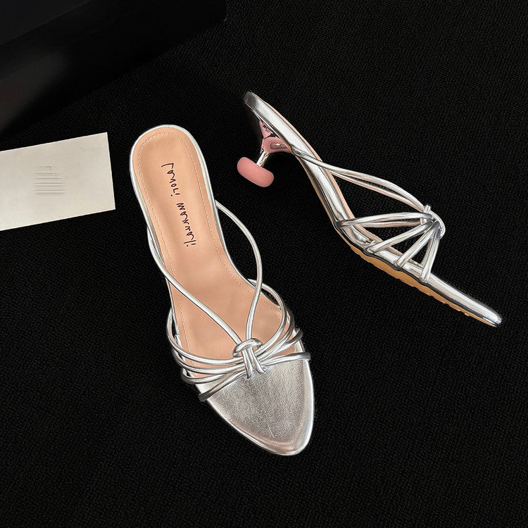 Karin Luna In Stock In Stock  In Stock Round Toe Cross Hollow Round Toe Stiletto Slippers
