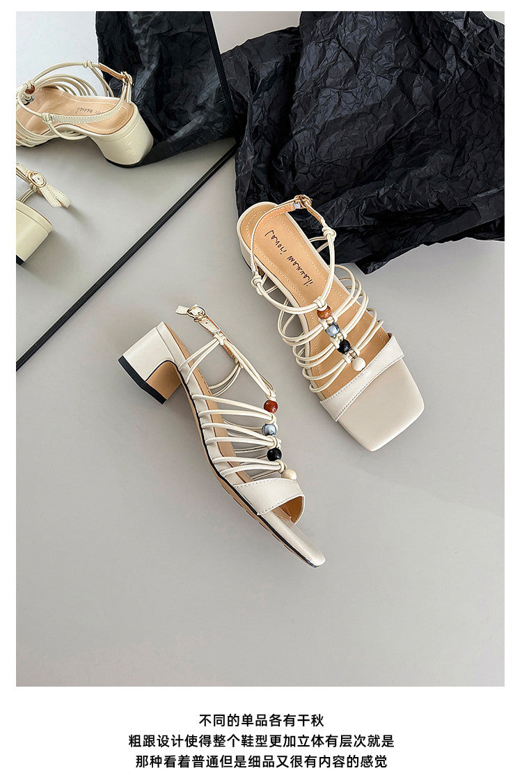 Karin Luna Bohemian Vacation Style~Square Toe Open Toe Sandals