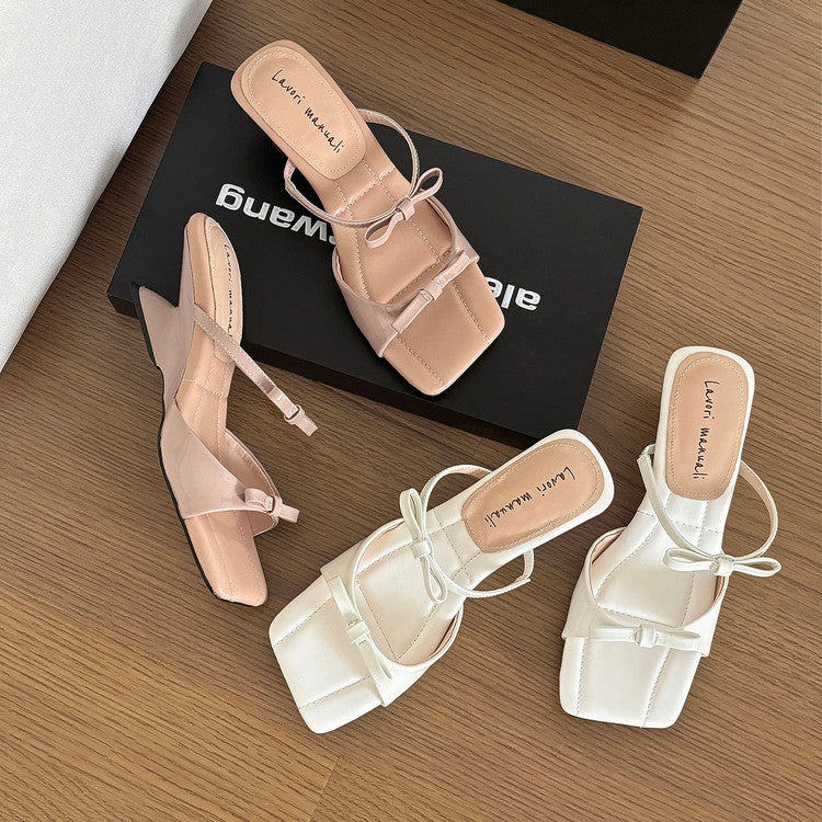 Karin Luna Hot Item Hot Item Self-Flow Square-Toe Irregular Heel Slippers