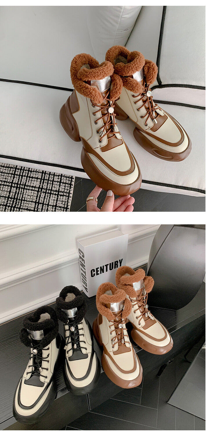 Karin Luna In Stock  Spot Goods  Hot-selling Sports Thick Sole Thickened Fur Snow Boots Full cowhide
