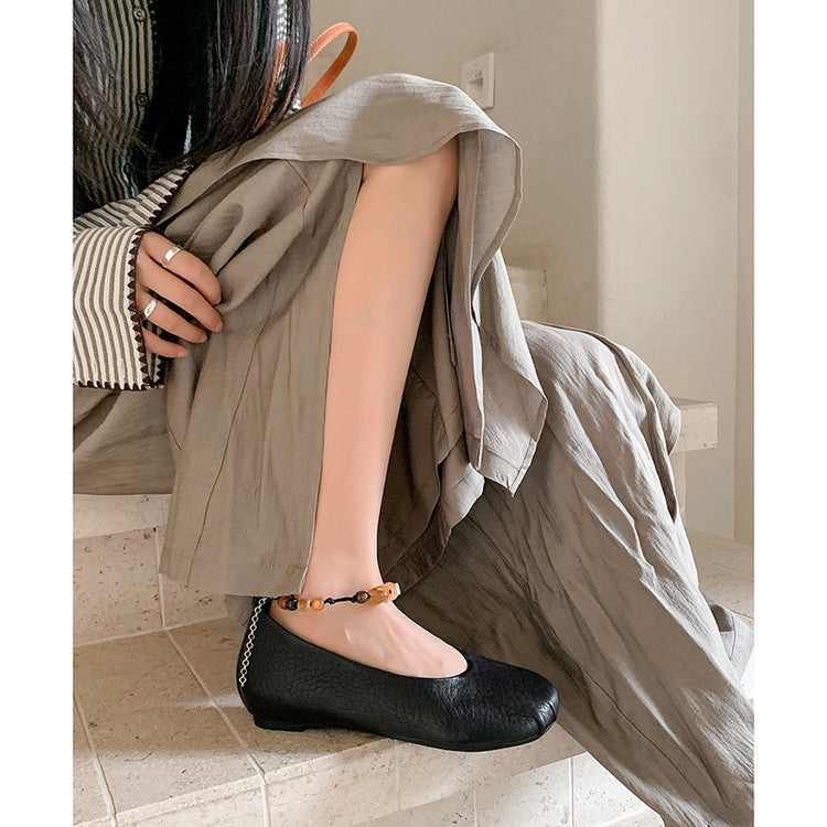 Karin Luna Full Layer Inside and Out~Elephant Pattern Round Toe Hidden Wedge Granny Shoes