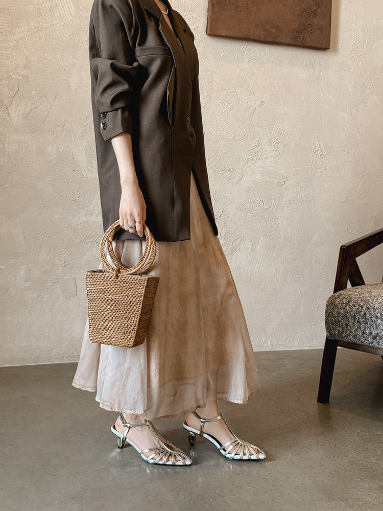 Karin Luna In Stock Spot Goods Open-toe French Style Metal Heel Sandals