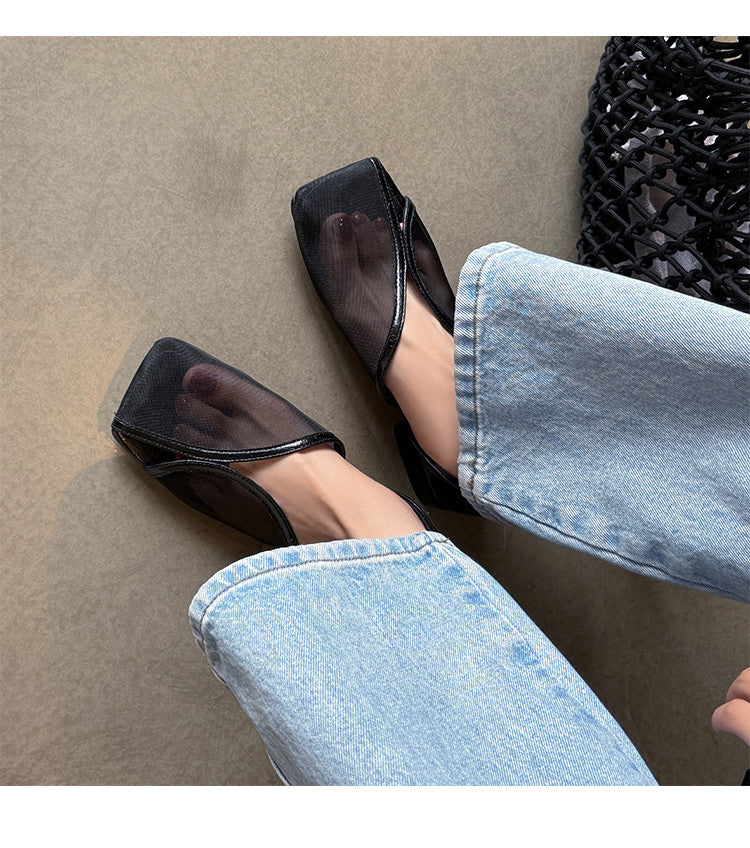 Karin Luna In Stock Spot Goods  Square Toe Mesh Sandals