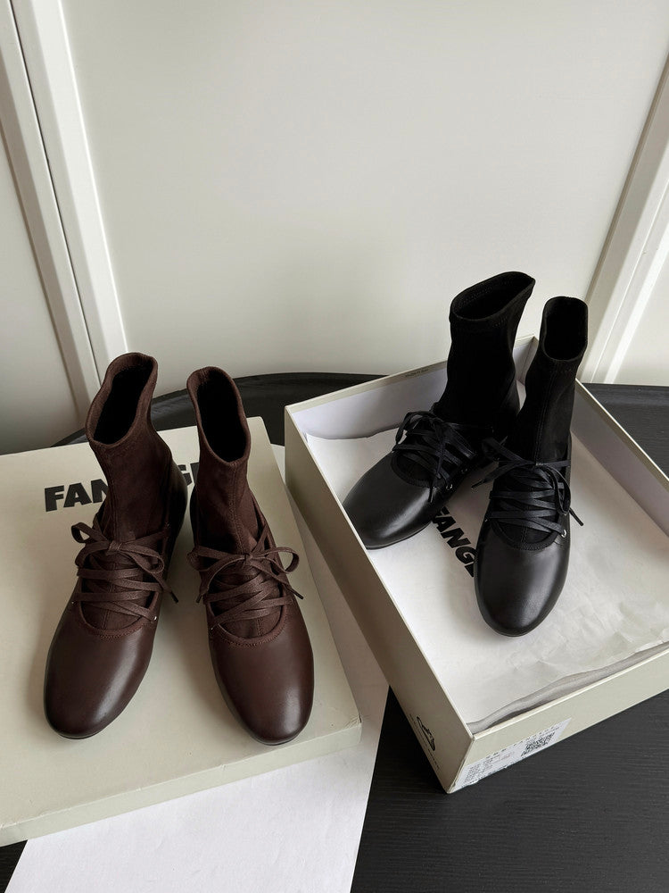 Karin Luna Round Toe Internal Height Increase Lace-up Ankle Boots