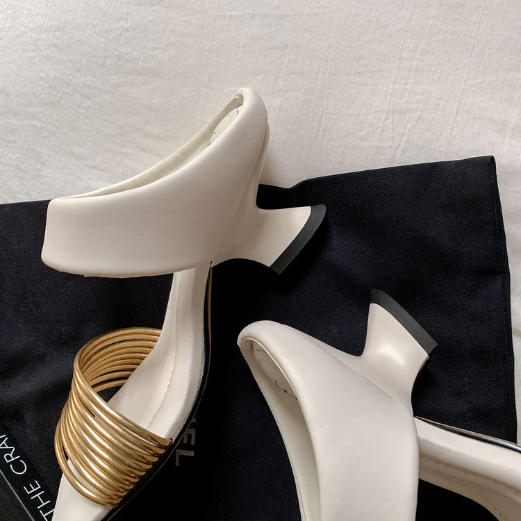 Karin Luna In Stock In Stock Minimalist Style Square-Toed Elegant Slippers