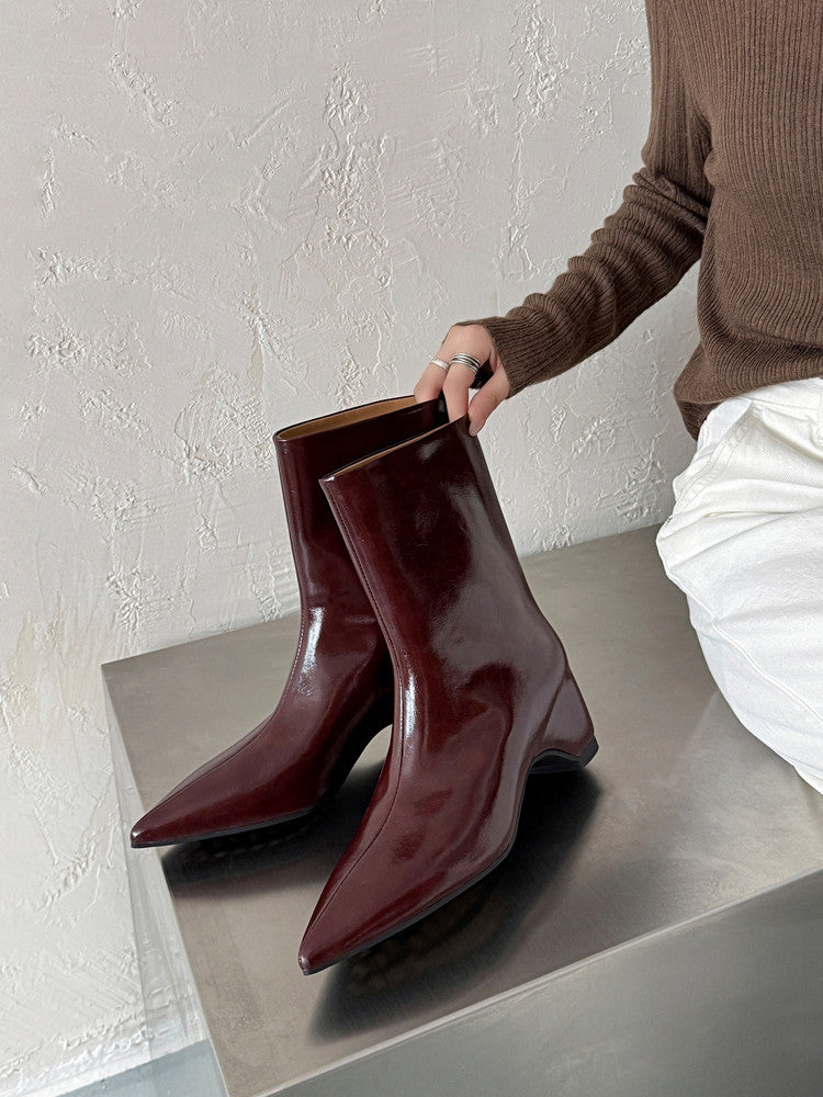 Karin Luna Elegant Pointed Toe Hidden Wedge Short Boots