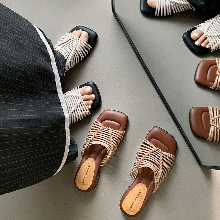 Karin Luna In Stock Spot Goods  Resort Style Handwoven Flat Sole Slippers