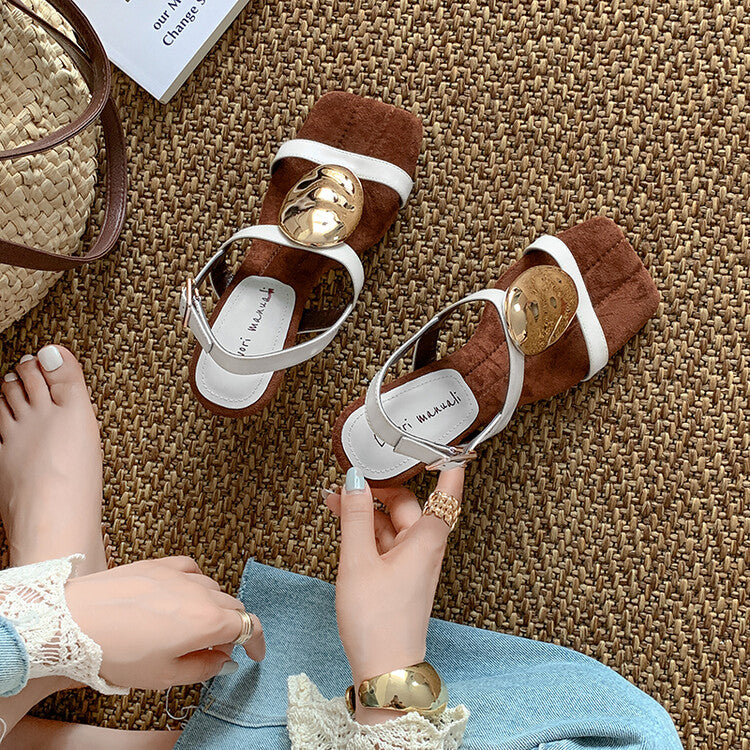 Karin Luna Hot-Selling Fasteners  Irregular Heel Open-Toe Sandals