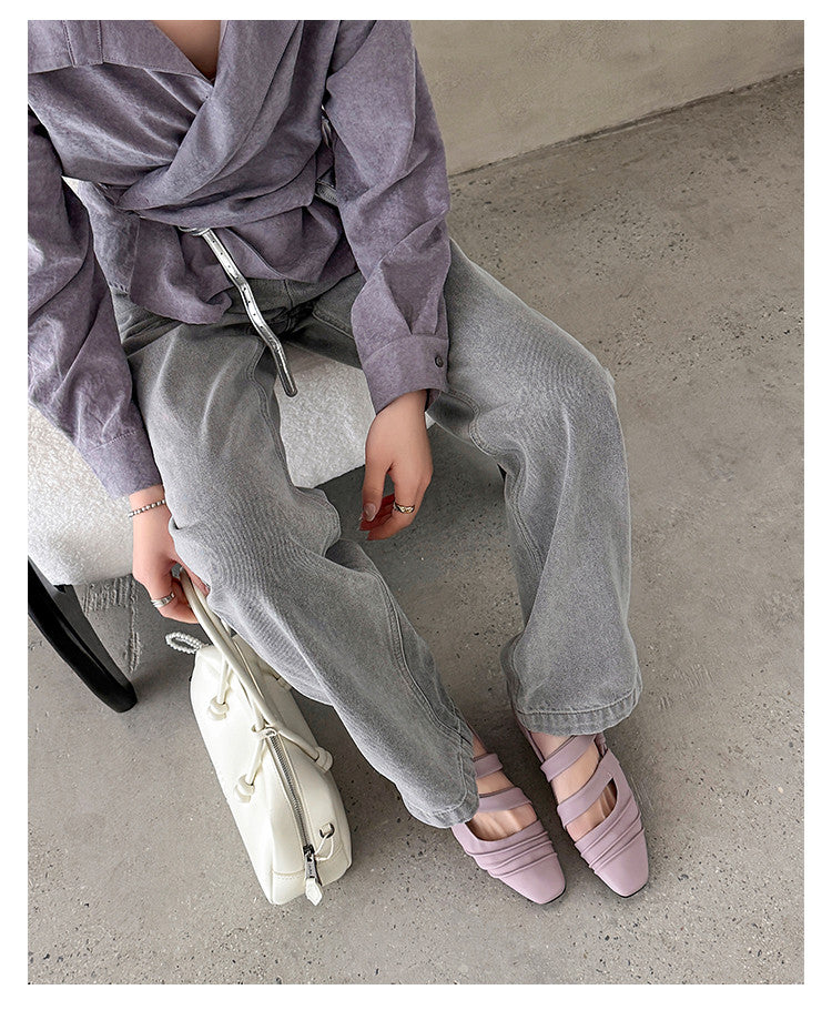 Karin Luna In Stock In Stock Minimalist Soft Upper Small Square Toe Chunky Heel Sandals