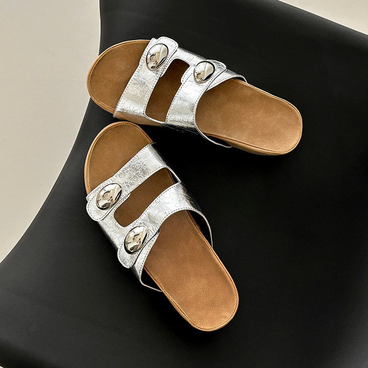 Karin Luna   Casual Style   Thick Sole Belt Buckle Slide Sandals