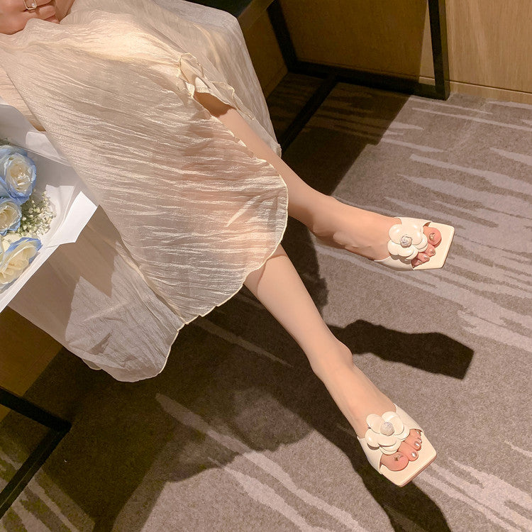 Karin Luna Flower of Wealth in the World~Says purple has a lot of charm Spot Goods Spot Goods  Three-Dimensional Camellia Elegant Sandals