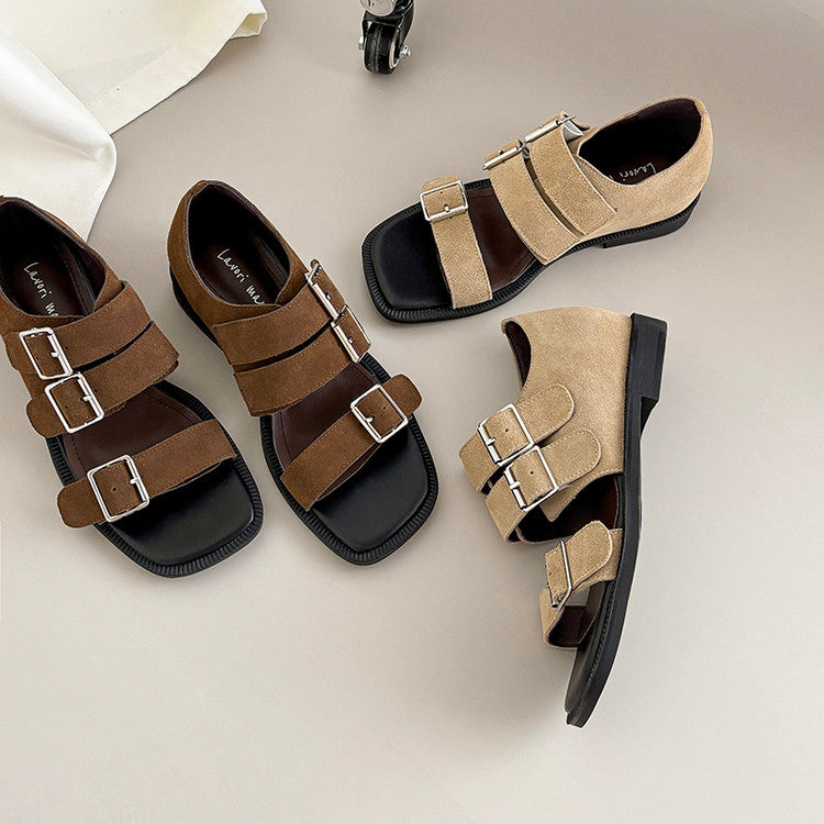 Karin Luna In Stock Spot Goods   Casual Belt Buckle Thick-soled Versatile Sandals