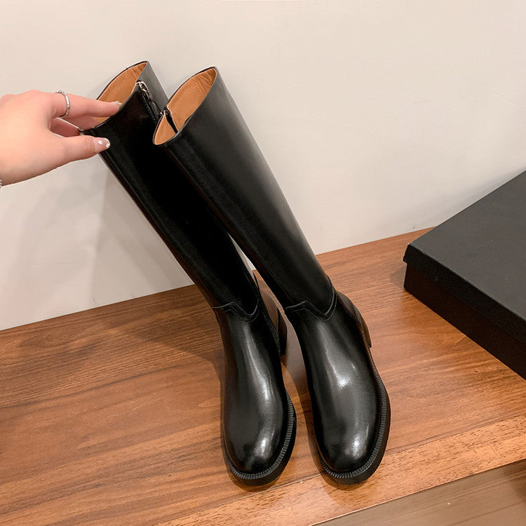 Karin Luna In Stock In-stock Basic Classic Timeless Round Toe Casual Riding Boots