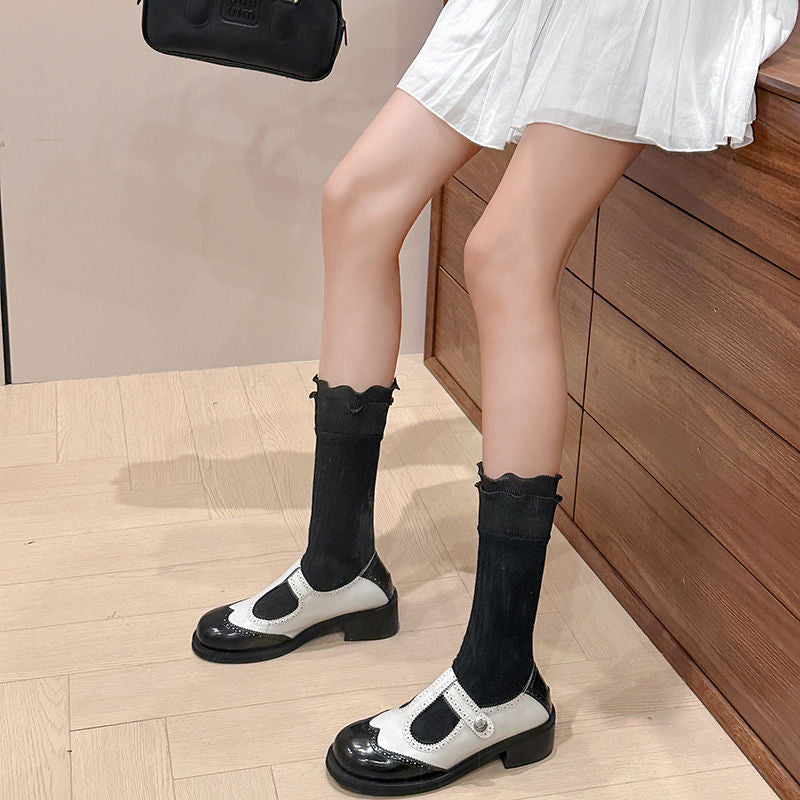 Karin Luna In Stock Spot Goods  Color Matching t Round Toe British Style Single Shoes