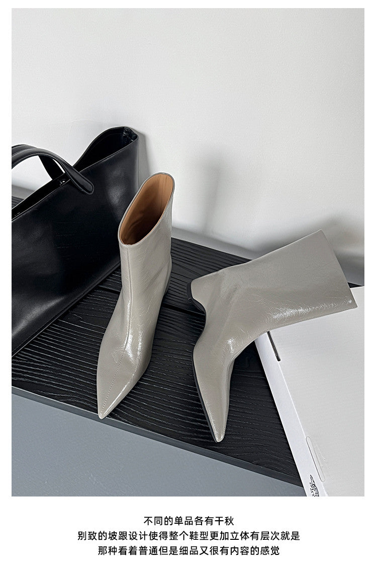 Karin Luna Elegant Pointed Toe Hidden Wedge Short Boots