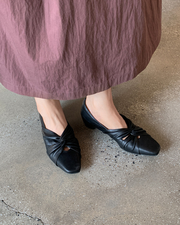 Karin Luna Cross Design Square Toe Hidden Wedge Shoes