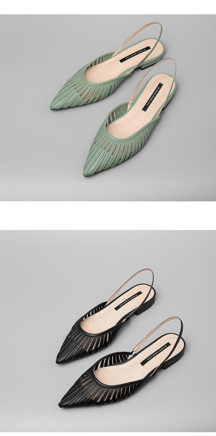 Karin Luna Bestseller Spot Goods French Retro Style Thin Strap Flat Heel Closed Toe Slippers