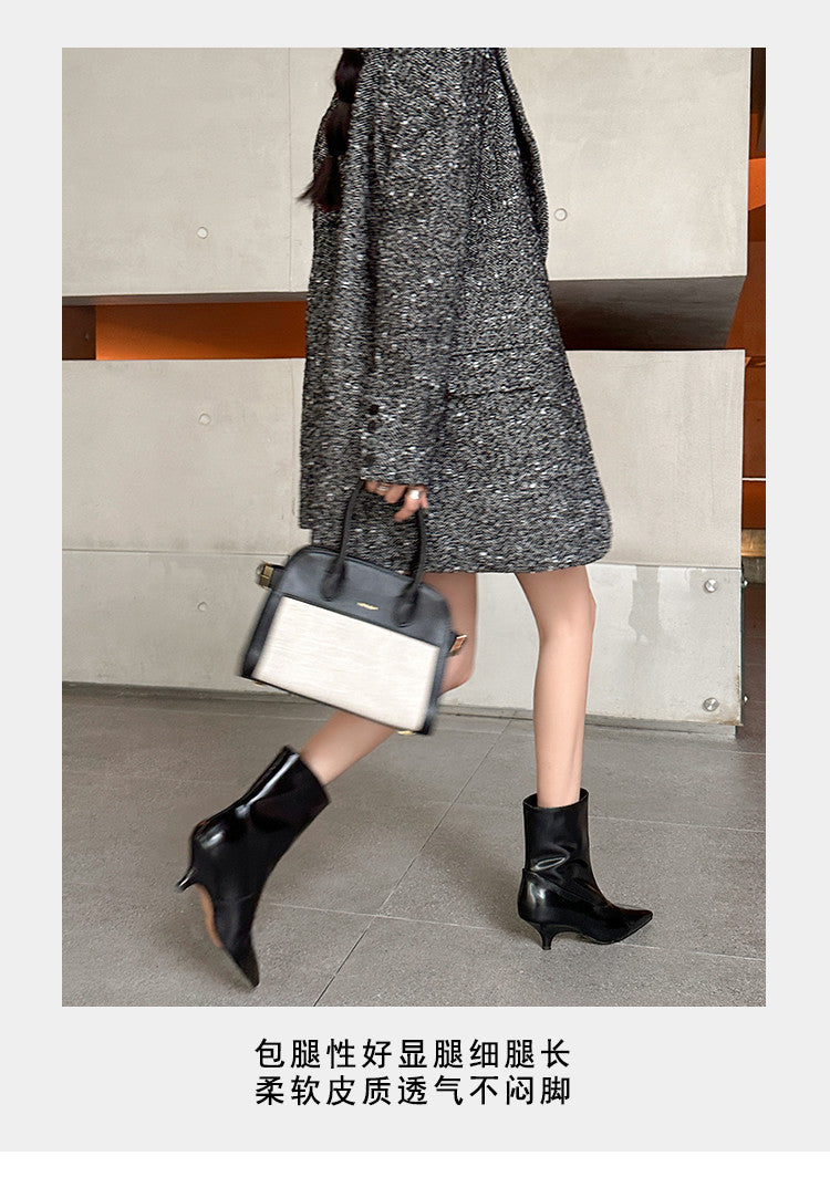 Karin Luna In Stock  Spot Goods Elegant kitten heel pointed toe trendy ankle boots