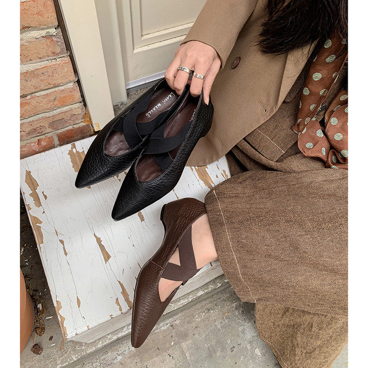 Karin Luna In Stock  Spot Goods  a Large Number of Spot Goods Pointed Toe Cross Strap Hidden Wedge Shoes