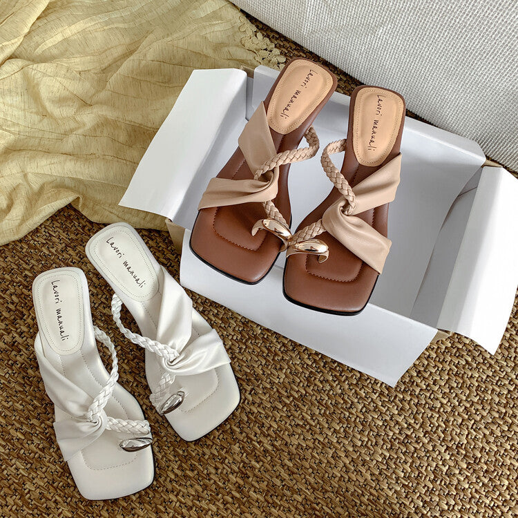 Karin Luna has a sense of design ~Twist Braided Cross Strap Square Toe Sandals