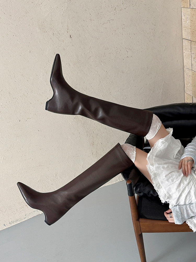 Karin Luna Hot-Selling Internal Height Increase Pointed Toe Straight-Leg Hot-Selling Long Boots