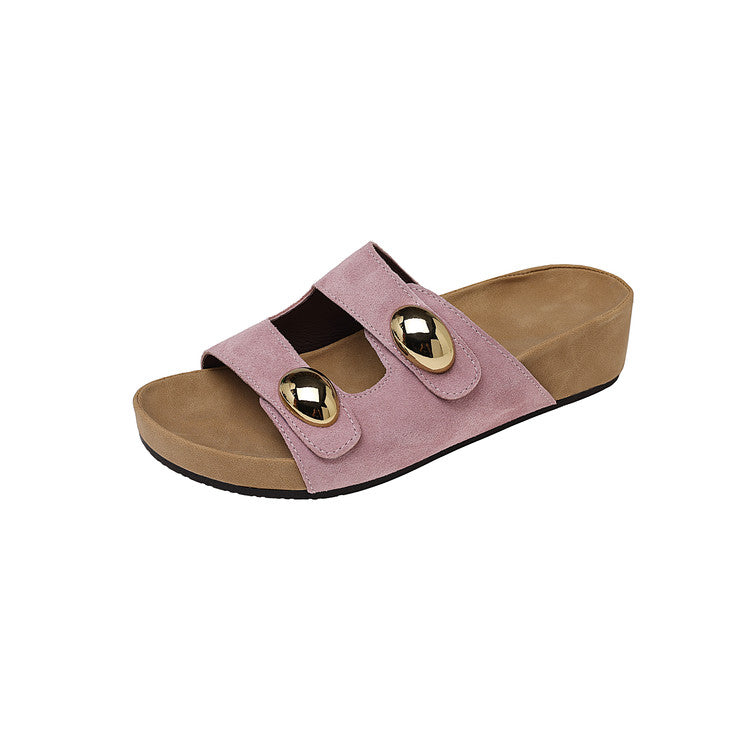 Karin Luna   Casual Style   Thick Sole Belt Buckle Slide Sandals