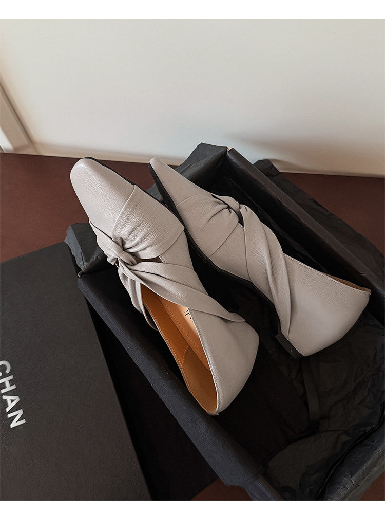 Karin Luna Cross Design Square Toe Hidden Wedge Shoes