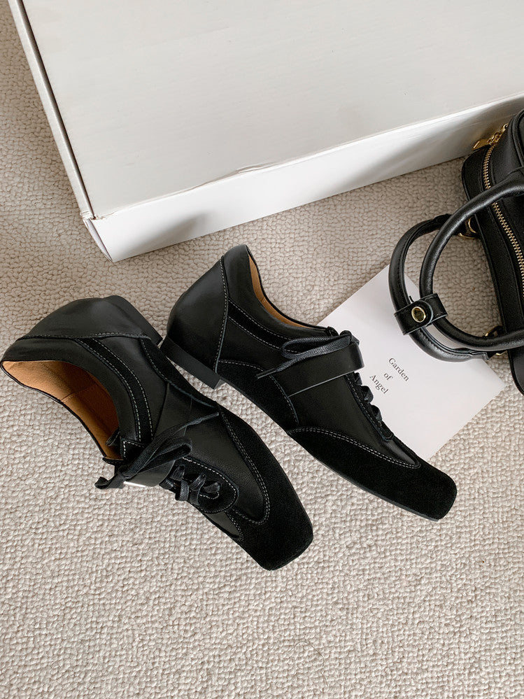 Karin Luna In Stock Spot Goods  Designed retro square-toe ballet shoes with laces